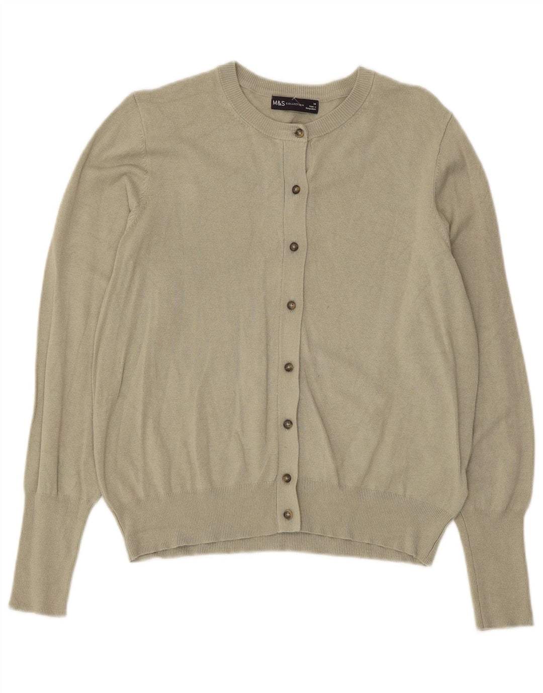 Marks & Spencer Womens Cardigan Sweater UK 14 Medium  Khaki Viscose