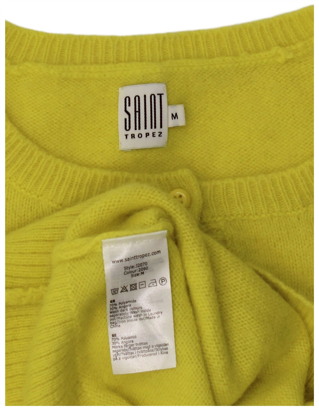 Saint Tropez Womens Cardigan Sweater UK 12 Medium Yellow Polyamide