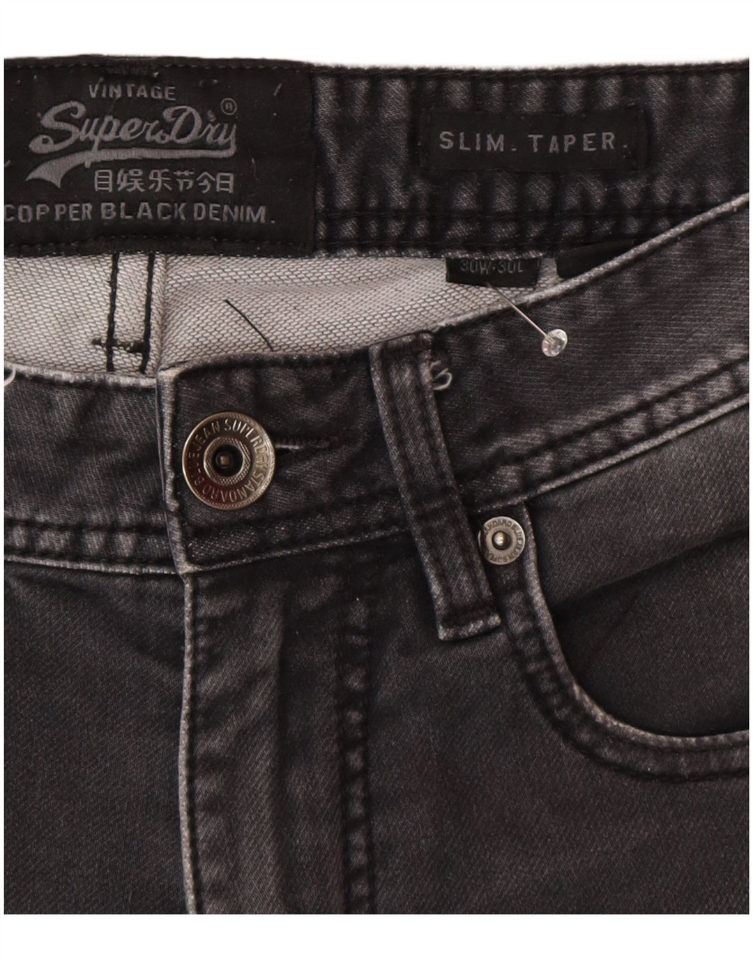 Superdry Mens Slim Tapered Jeans W30 L30 Grey Cotton