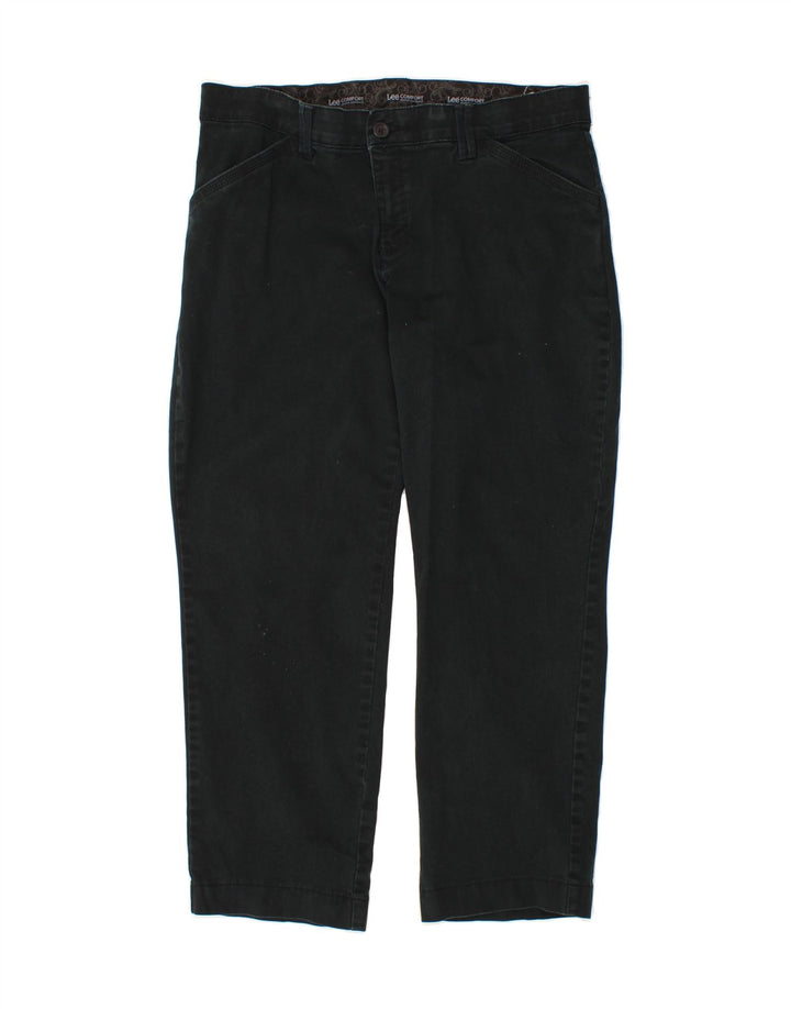 LEE Womens Straight Cropped Trousers US 16 2XL W36 L27 Green Cotton Vintage Lee and Second-Hand Lee from Messina Hembry 