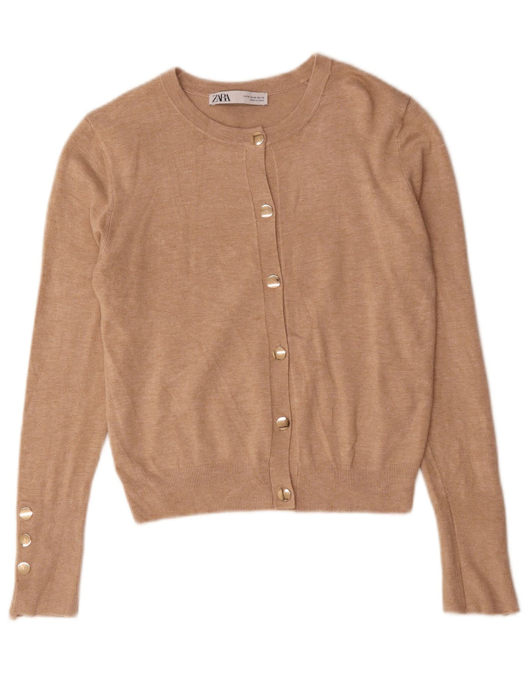 Zara Womens Cardigan Sweater UK 12 Medium Beige Viscose
