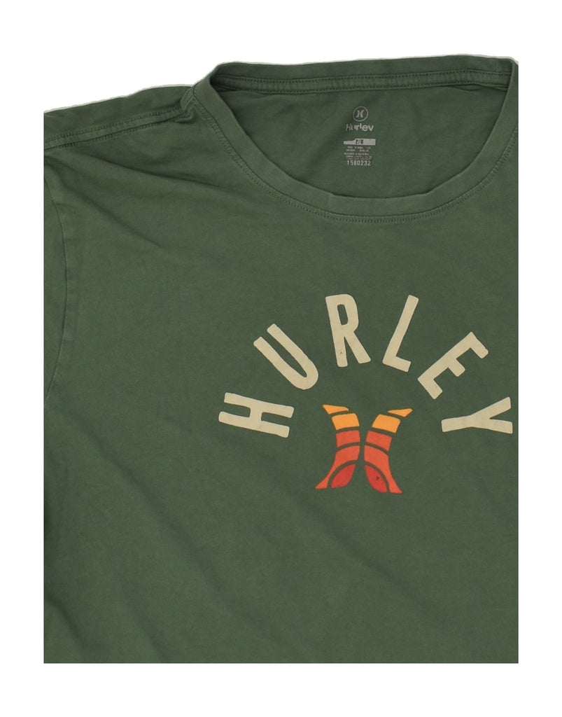 HURLEY Mens Graphic T-Shirt Top Large Green Cotton | Vintage Hurley | Thrift | Second-Hand Hurley | Used Clothing | Messina Hembry 