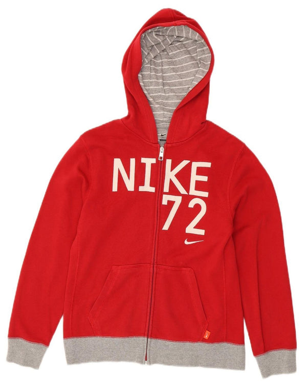 Nike Boys Graphic Zip Hoodie Sweater 12-13 Years Large Red Colourblock