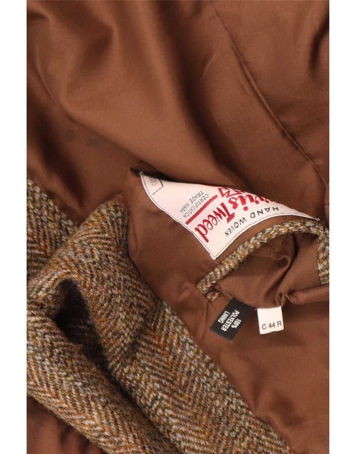 Harris Tweed Mens 2 Button Blazer Jacket UK 44 2XL Brown Herringbone Wool