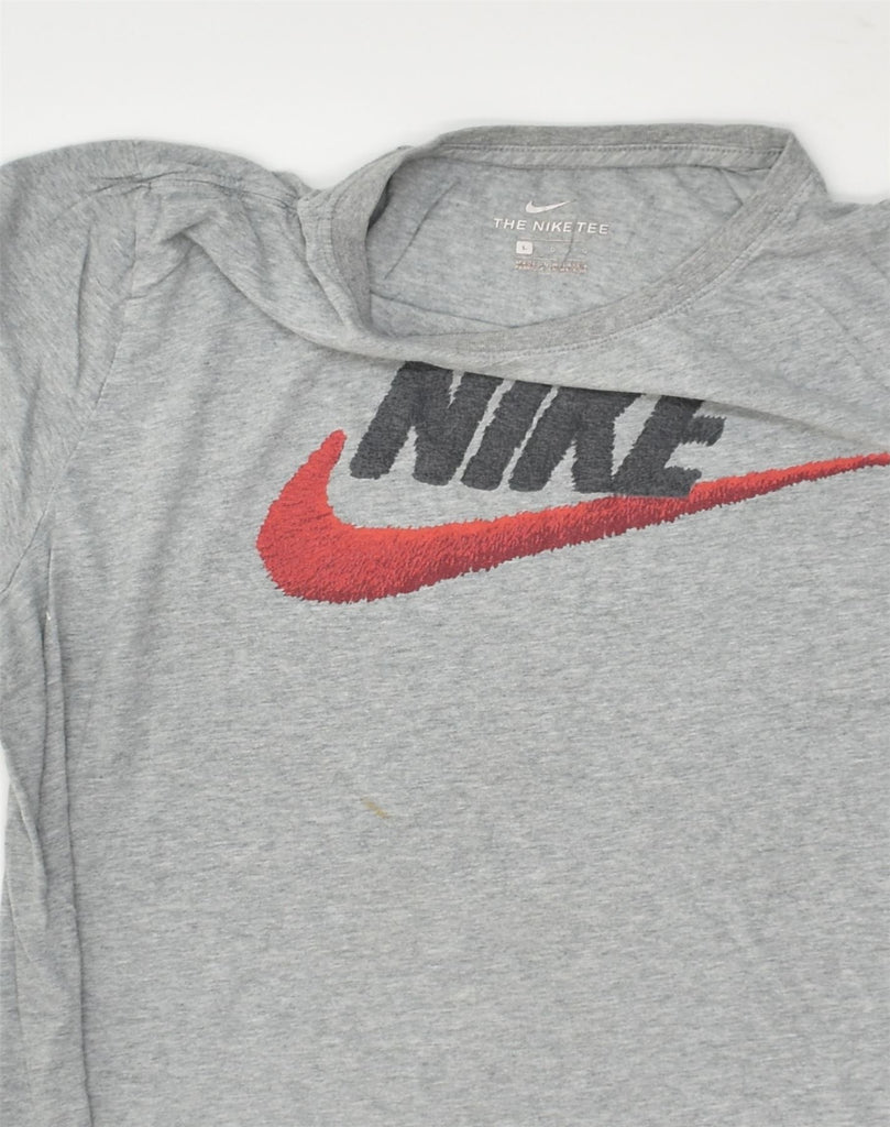 NIKE Womens The Nike Tee Graphic T-Shirt Top UK 16 Large Grey Cotton | Vintage Nike | Thrift | Second-Hand Nike | Used Clothing | Messina Hembry 