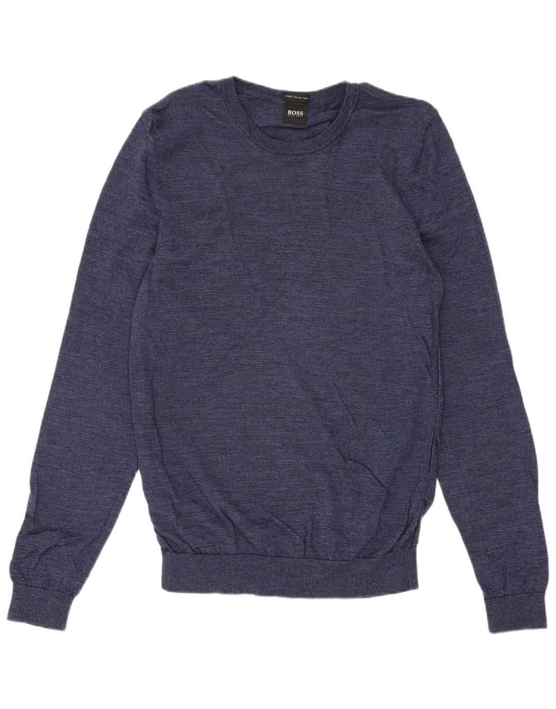 Hugo Boss Mens Crew Neck Jumper Sweater Medium Navy Blue Wool