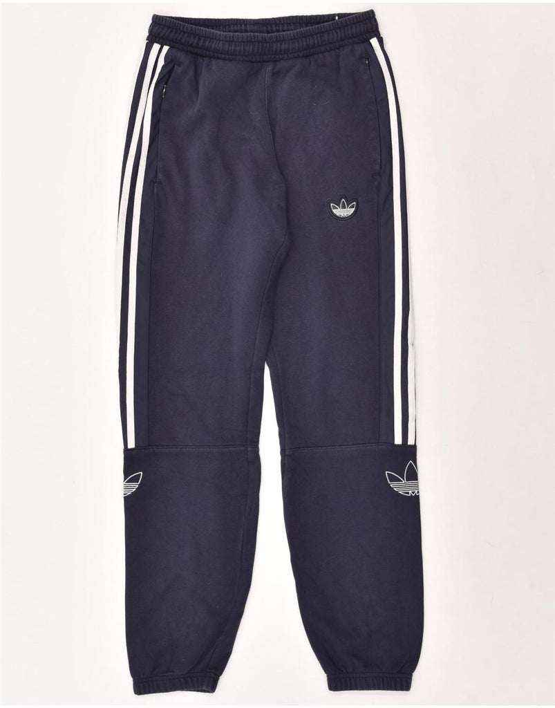 ADIDAS Mens Tracksuit Trousers Joggers Small Navy Blue Cotton | Vintage Adidas | Thrift | Second-Hand Adidas | Used Clothing | Messina Hembry 