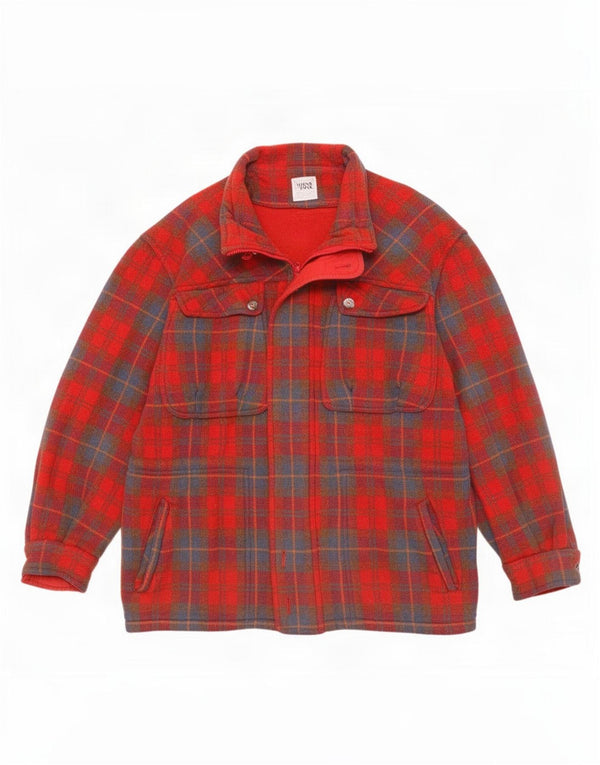 Think Pink Mens Windbreaker Coat IT 48 Medium Red Check Wool