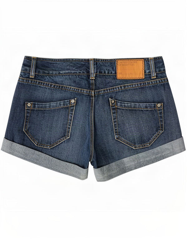 Benetton Womens Denim Shorts IT 42 Medium W30 Blue Cotton