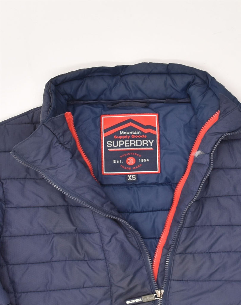 SUPERDRY Mens Padded Jacket UK 34 XS Navy Blue Polyester | Vintage Superdry | Thrift | Second-Hand Superdry | Used Clothing | Messina Hembry 