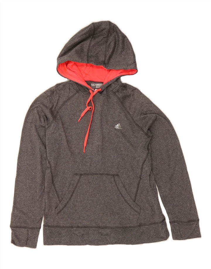 ADIDAS Womens Hoodie Jumper UK 12 Medium Grey Polyester Vintage Adidas and Second-Hand Adidas from Messina Hembry 