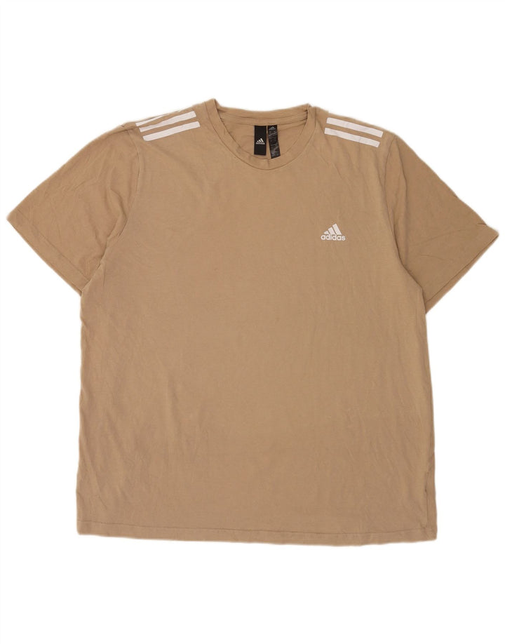 Adidas Mens T-Shirt Top XL Brown Cotton