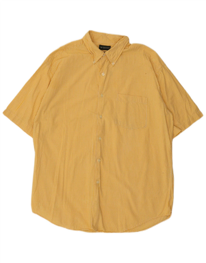 Dockers Mens Short Sleeve Shirt Large Yellow Gingham Cotton