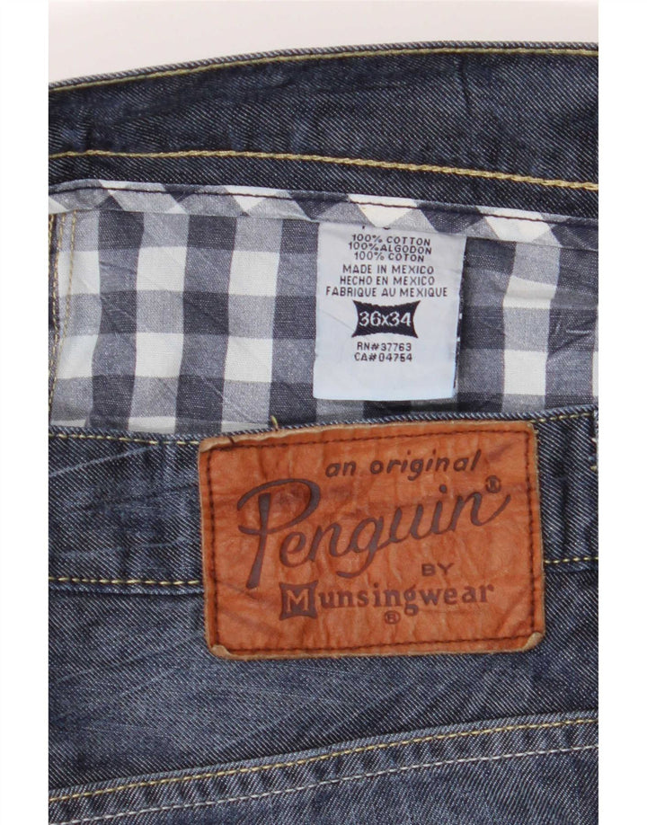 Penguin Mens Slim Jeans W36 L34 Blue Cotton