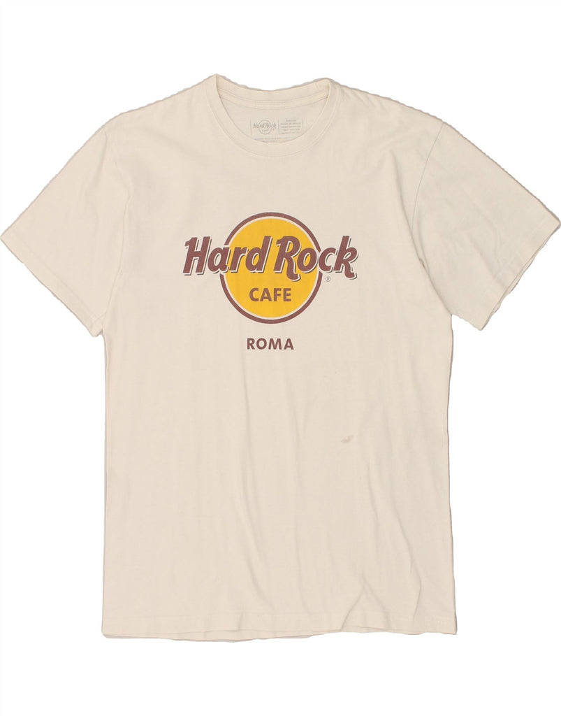 HARD ROCK CAFE Mens Roma Graphic T-Shirt Top Medium Off White Cotton | Vintage Hard Rock Cafe | Thrift | Second-Hand Hard Rock Cafe | Used Clothing | Messina Hembry 