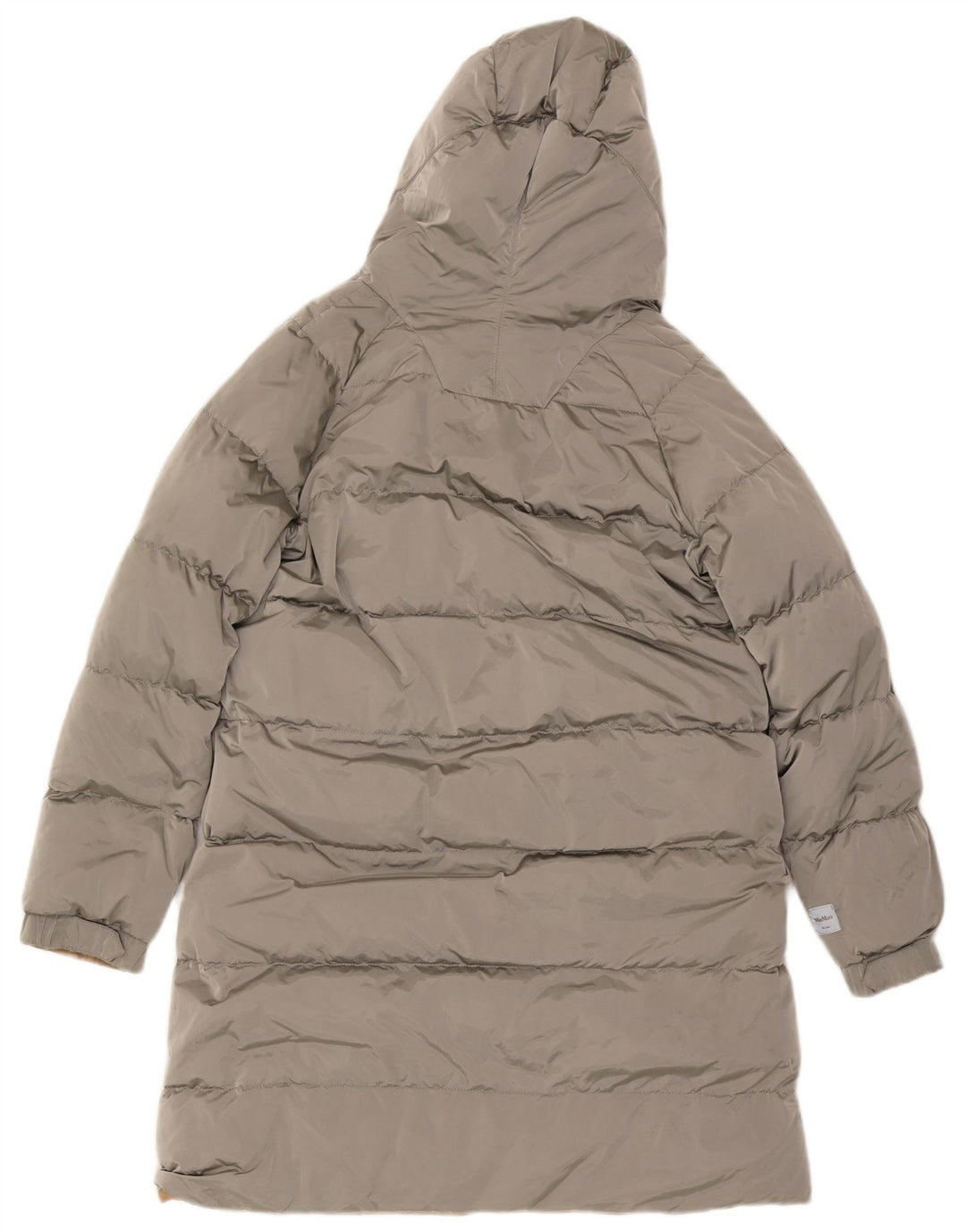 Max Mara Womens Hooded Reversible Padded Coat UK 10 Small Beige Polyamide