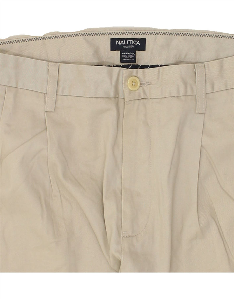 NAUTICA Mens Rigger Pegged Chino Trousers W34 L30 Beige Cotton | Vintage Nautica | Thrift | Second-Hand Nautica | Used Clothing | Messina Hembry 