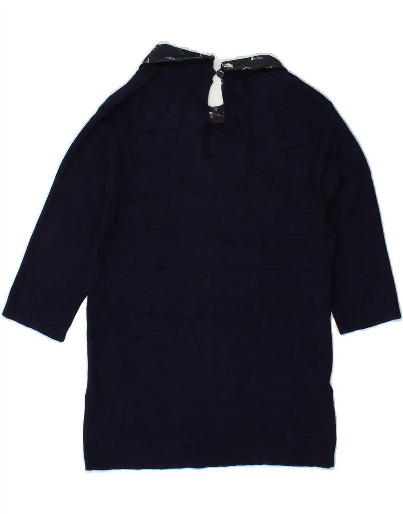 OASIS Womens 3/4 Sleeve Polo Neck Jumper Sweater UK 12 Medium Navy Blue Vintage Oasis and Second-Hand Oasis from Messina Hembry 