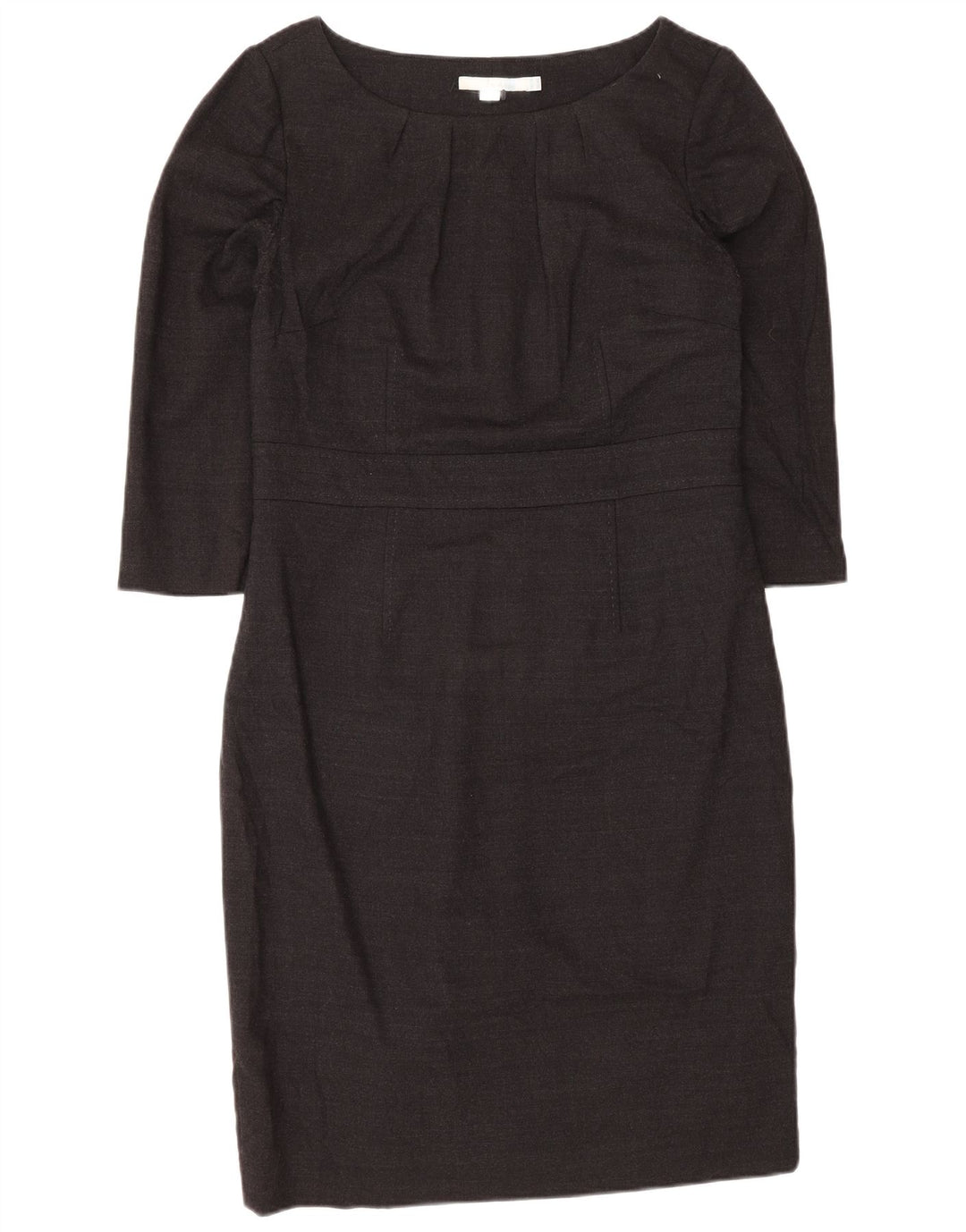 Boden Womens 3/4 Sleeve Regular Sheath Dress UK 12 Medium Grey Wool