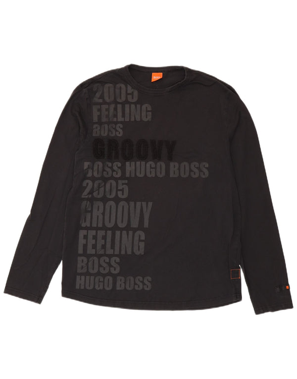Hugo Boss Mens Graphic Top Long Sleeve Medium Black Cotton
