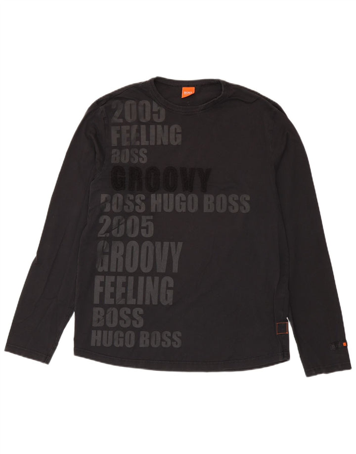 Hugo Boss Mens Graphic Top Long Sleeve Medium Black Cotton