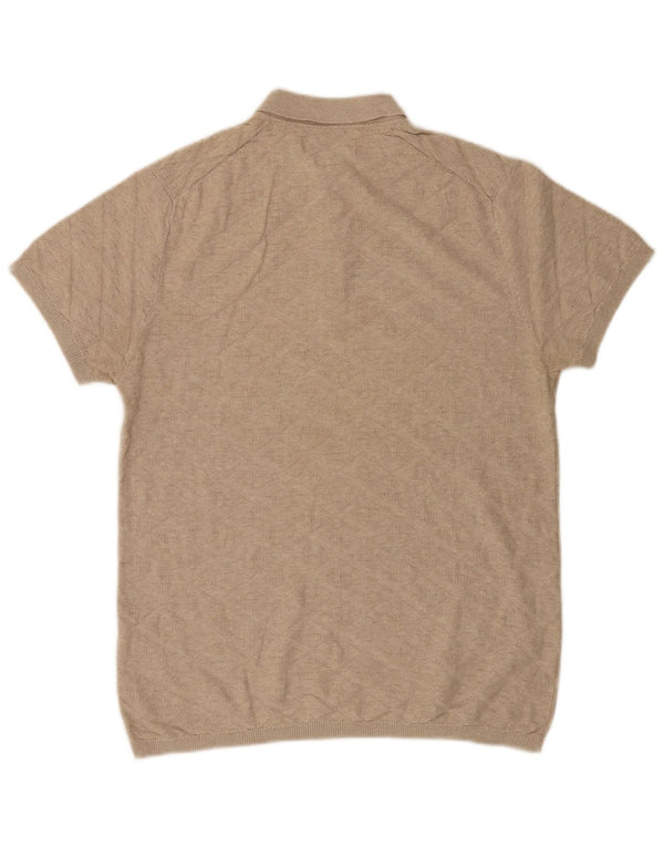 Jack & Jones Mens Polo Shirt Large Beige Cotton