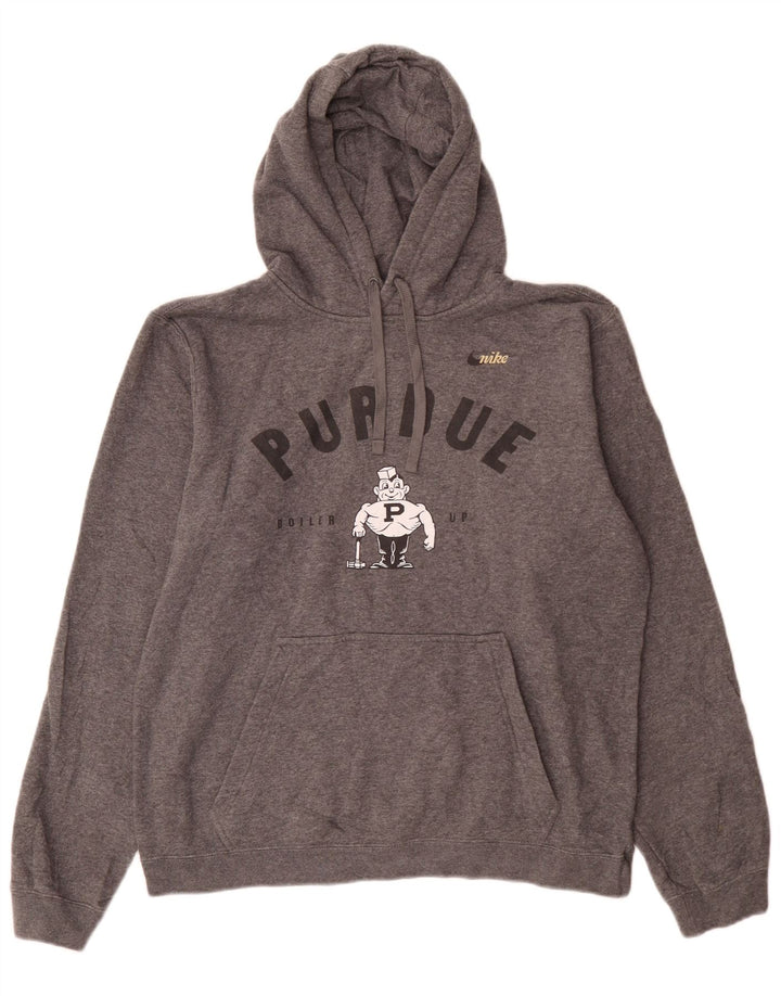 Nike Mens Purdue Graphic Hoodie Jumper Medium Grey Cotton