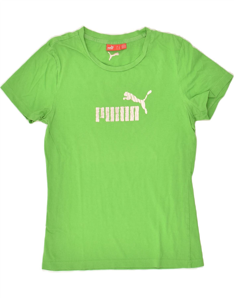 PUMA Womens Graphic T-Shirt Top UK 14 Medium Green Vintage Puma and Second-Hand Puma from Messina Hembry 