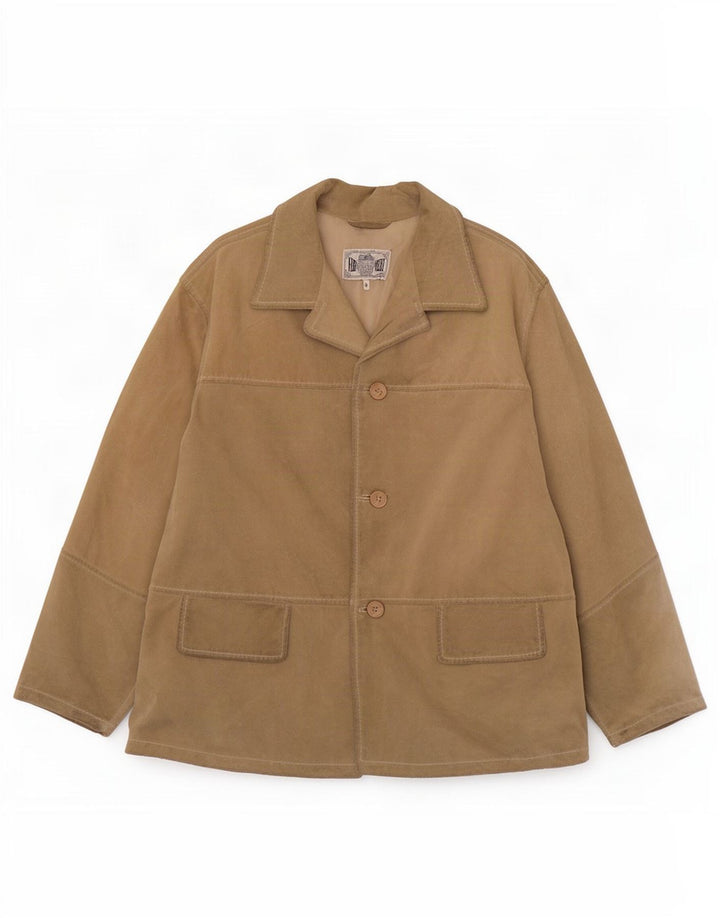 Vintage Mens Suede Jacket UK 38 Medium Beige Leather