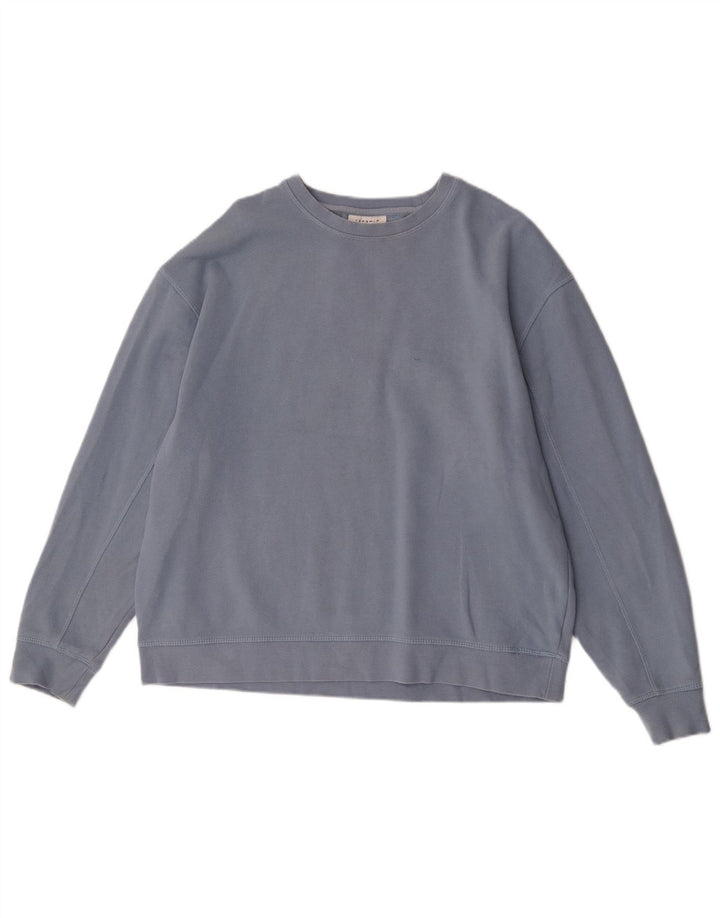 Topshop Womens Oversized Sweatshirt Jumper UK 16 Large Blue Cotton
