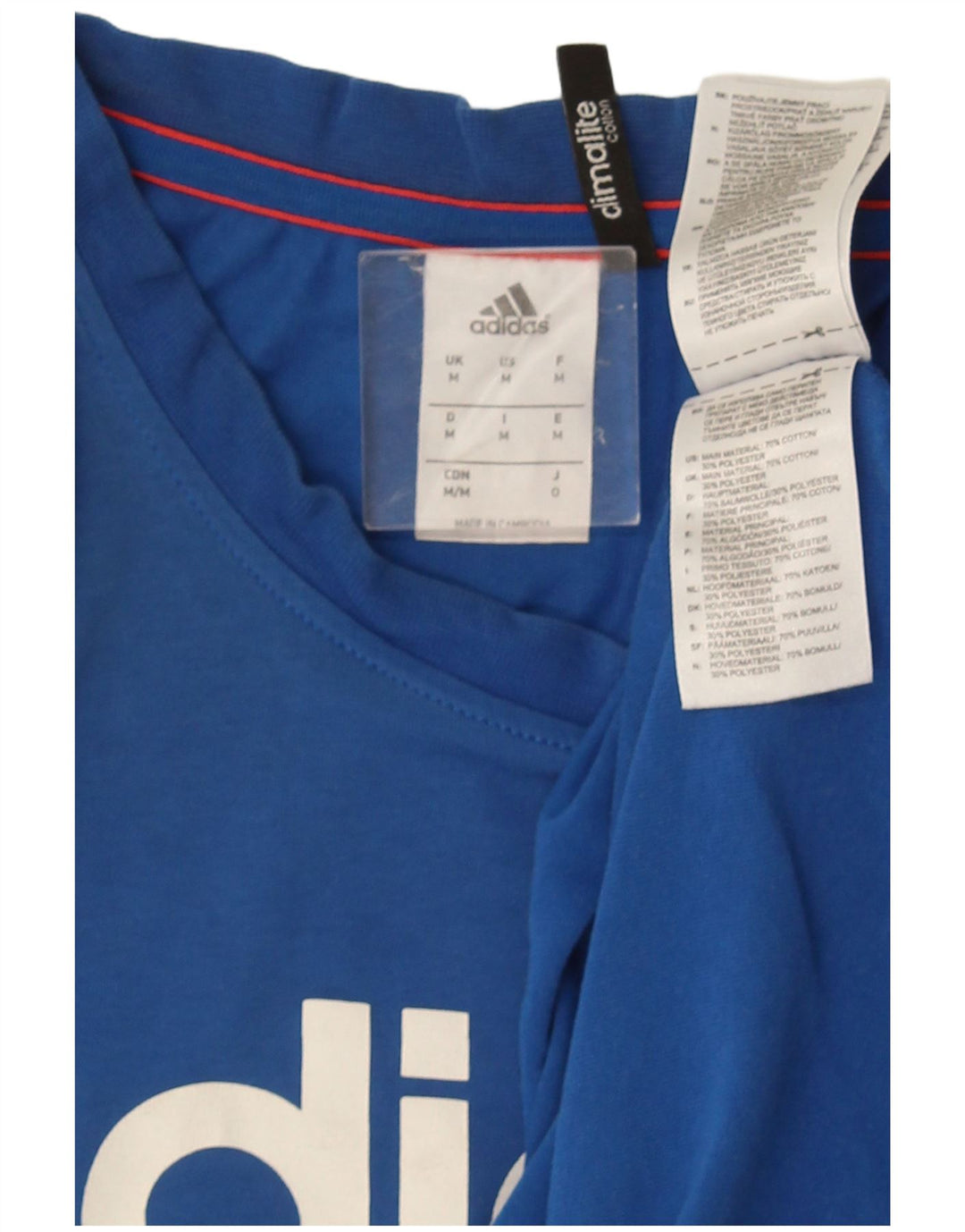 Adidas Mens Climalite Graphic T-Shirt Top Medium Blue Cotton