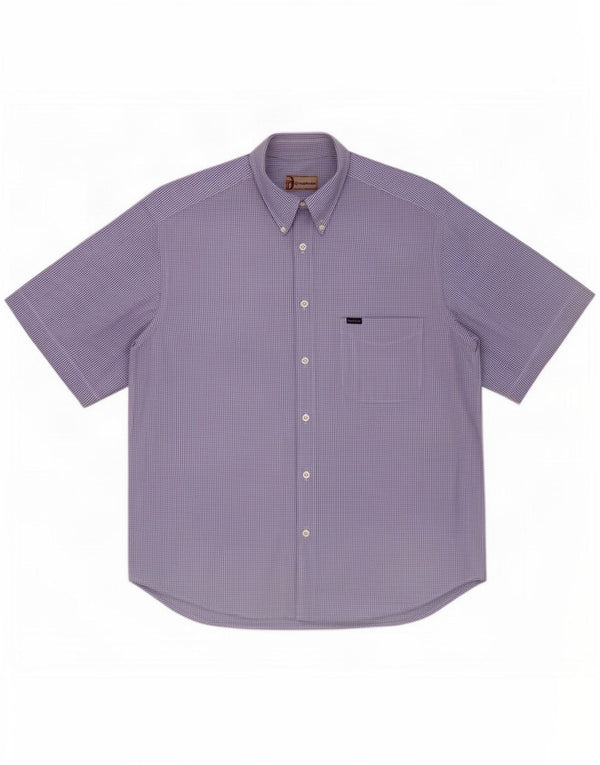 Sergio Tacchini Mens Short Sleeve Shirt XL Blue Gingham Cotton