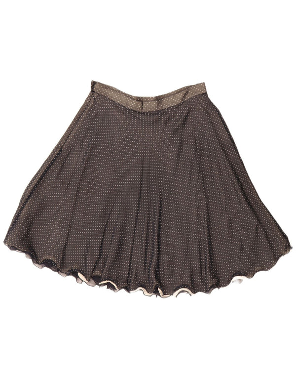 Vintage Womens A-Line Skirt IT 44 Medium W28  Black Spotted Silk