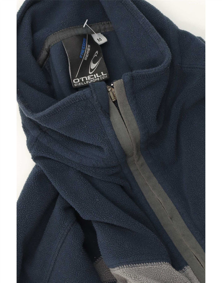 O'Neill Mens Zip Neck Fleece Jumper Medium Navy Blue Colourblock