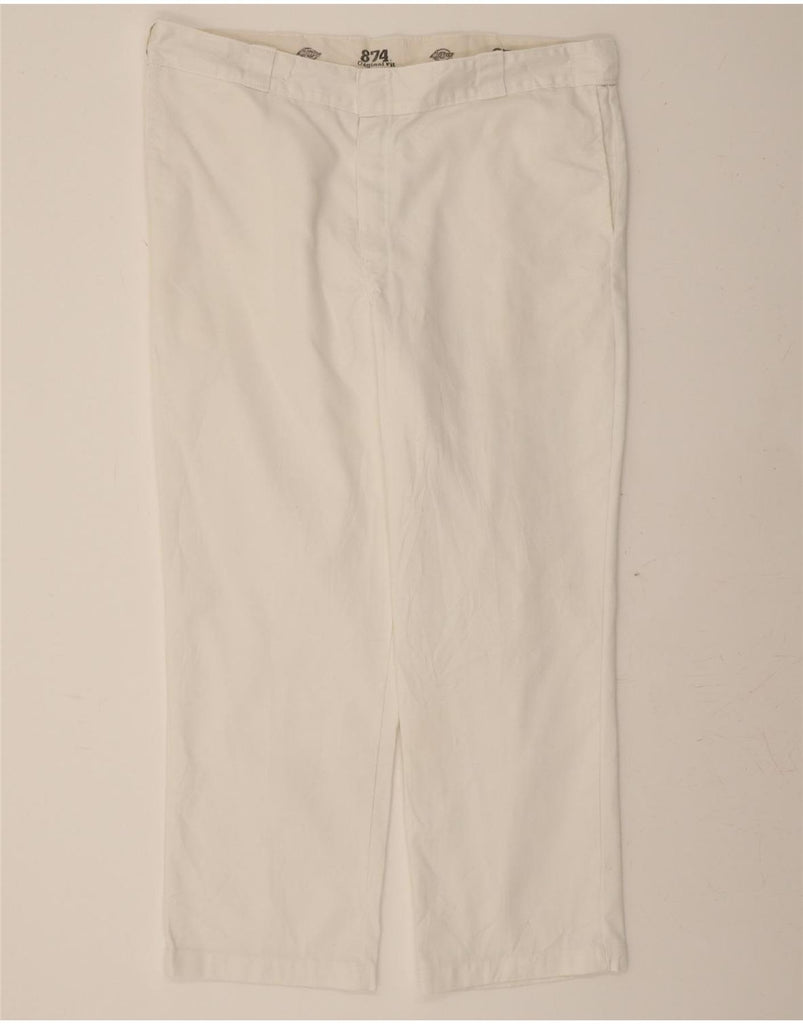 DICKIES Mens Original Fit Straight Chino Trousers W42 L30 White Polyester Vintage Dickies and Second-Hand Dickies from Messina Hembry 