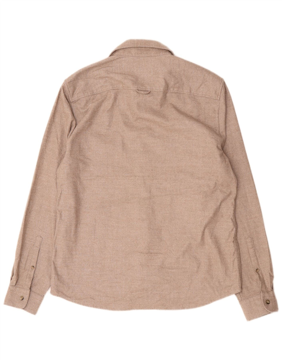 Reiss Mens Regular Fit Flannel Shirt XL Beige Flecked Polyester