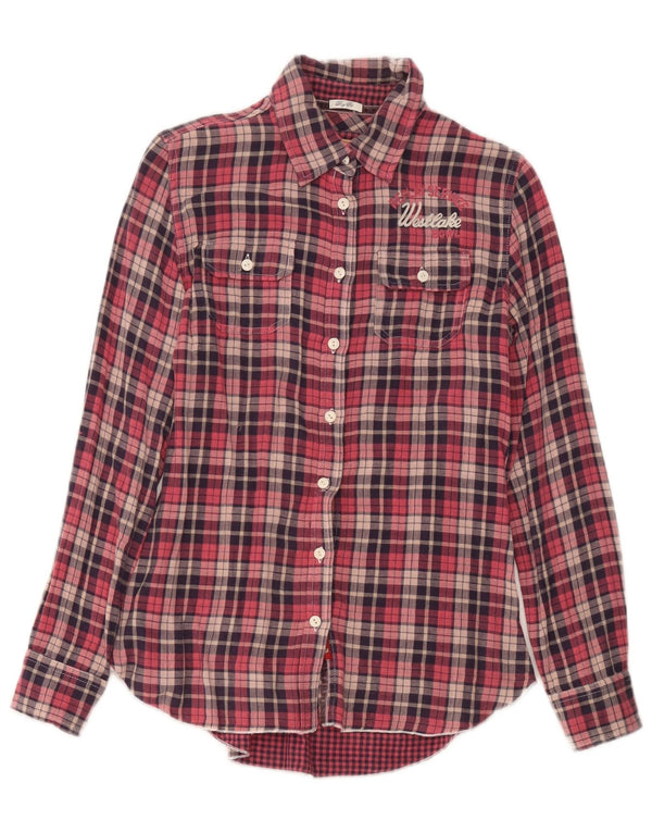 Replay Womens Boy Fit Graphic Flannel Shirt UK 10 Small Red Check
