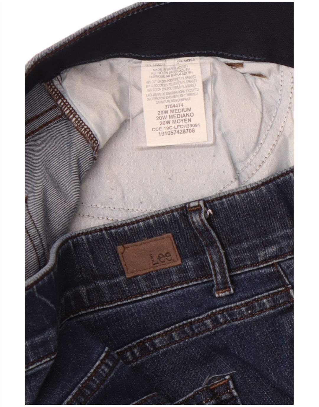 LEE Womens Mid Rise Regular Fit Denim Shorts US 20 3XL W40 Blue Cotton