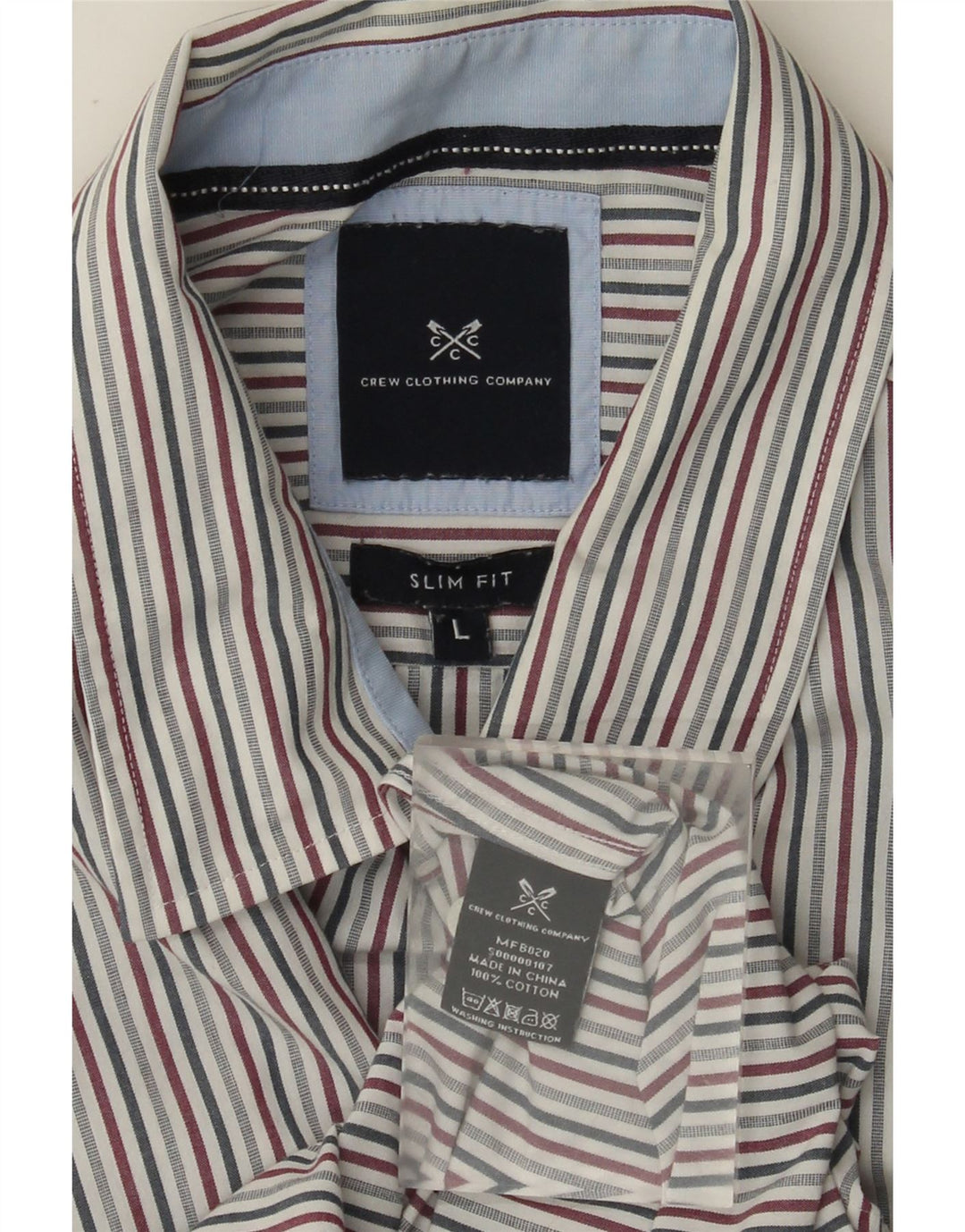 CREW CLOTHING Mens Slim Fit Shirt Large Multicoloured Pinstripe Cotton
