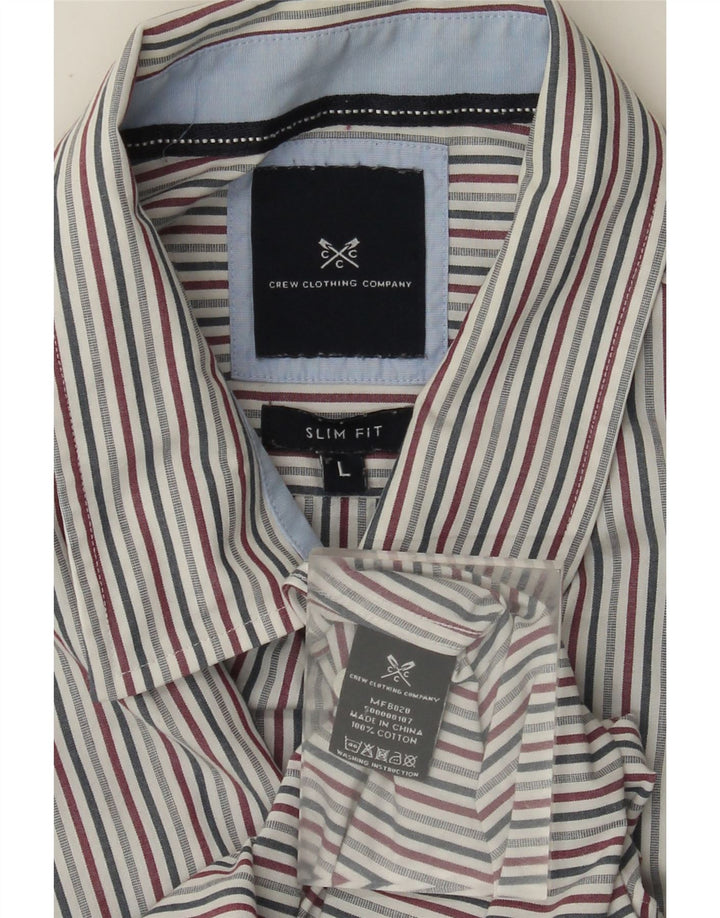 CREW CLOTHING Mens Slim Fit Shirt Large Multicoloured Pinstripe Cotton