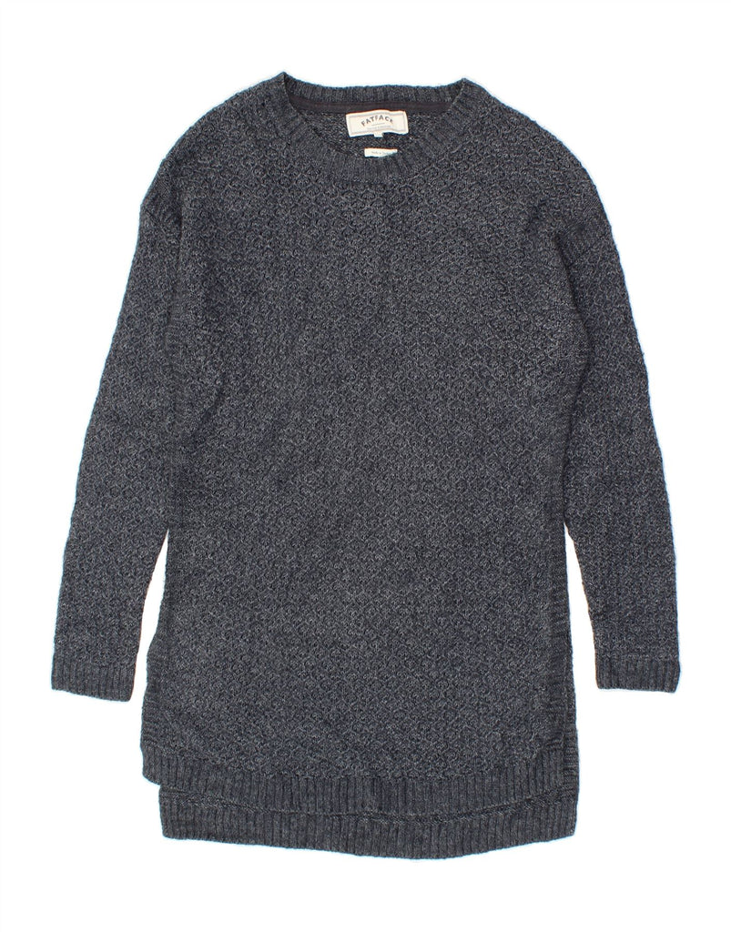 FAT FACE Womens Longline Boat Neck Jumper Sweater UK 10 Small  Navy Blue Vintage Fat Face and Second-Hand Fat Face from Messina Hembry 