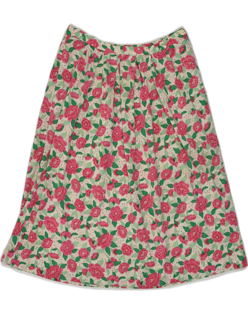 VINTAGE Womens A-Line Skirt W28 Medium Pink Floral Cotton | Vintage Vintage | Thrift | Second-Hand Vintage | Used Clothing | Messina Hembry 