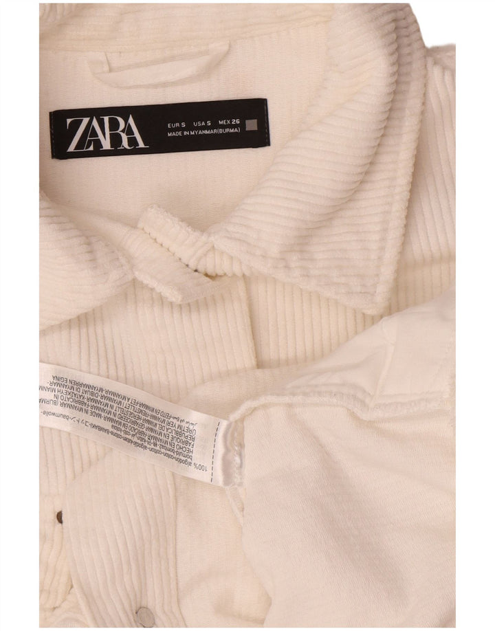 Zara Womens Oversized Corduroy Shirt UK 10 Small White Cotton