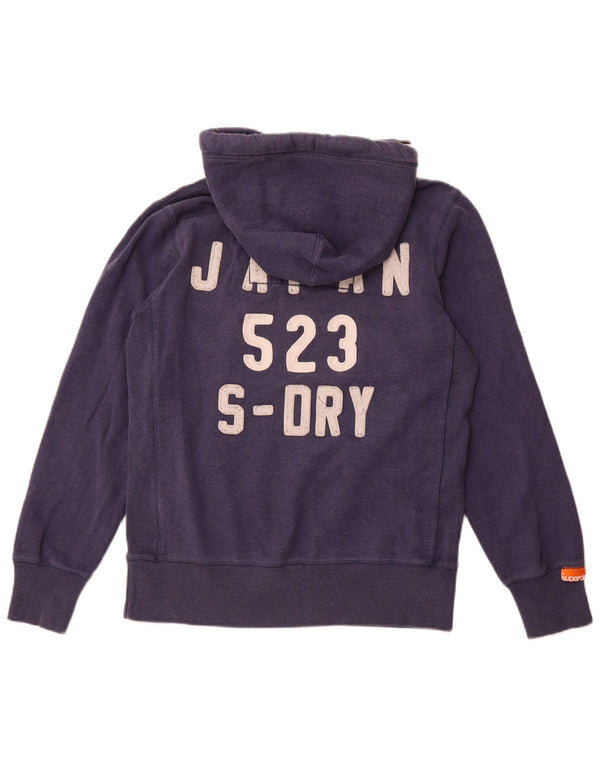 SUPERDRY Mens Graphic Hoodie Jumper Medium Navy Blue Cotton