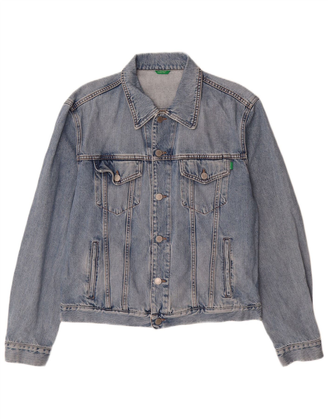 Benetton Mens Denim Jacket UK 40 Large Blue Cotton