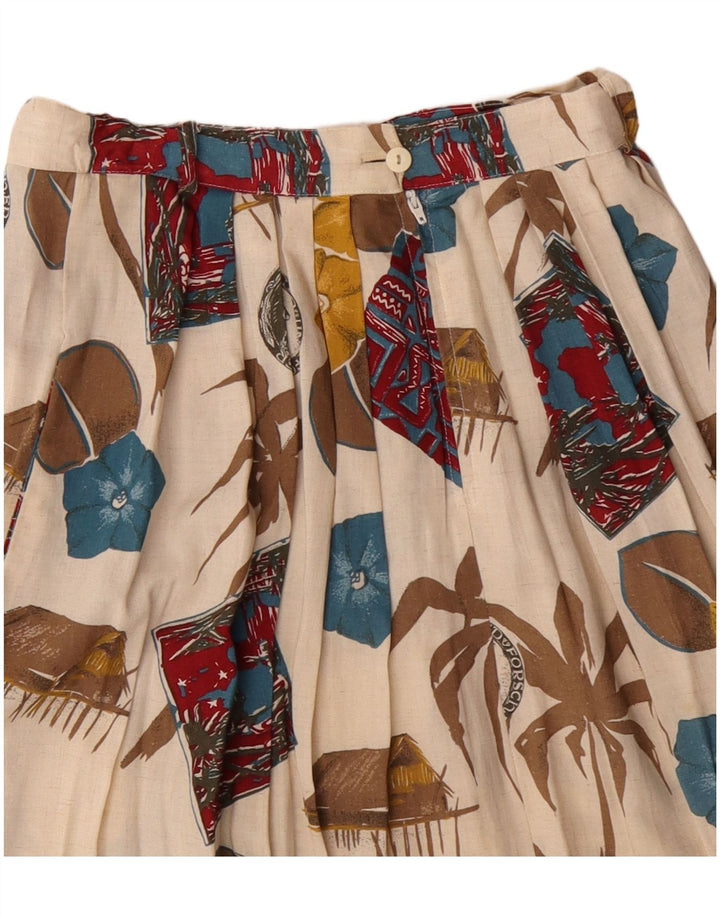 Vintage Womens Midi Skirt W28 Medium Off White Floral