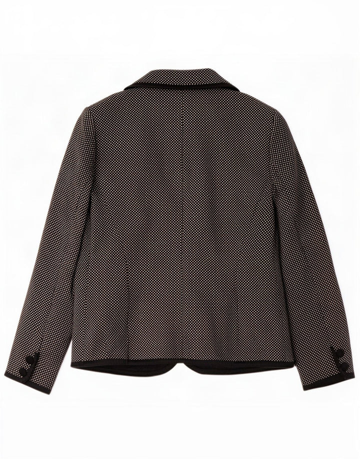 Luisa Spagnoli Womens 3 Button Blazer Jacket UK 10 Small Black Flecked Wool