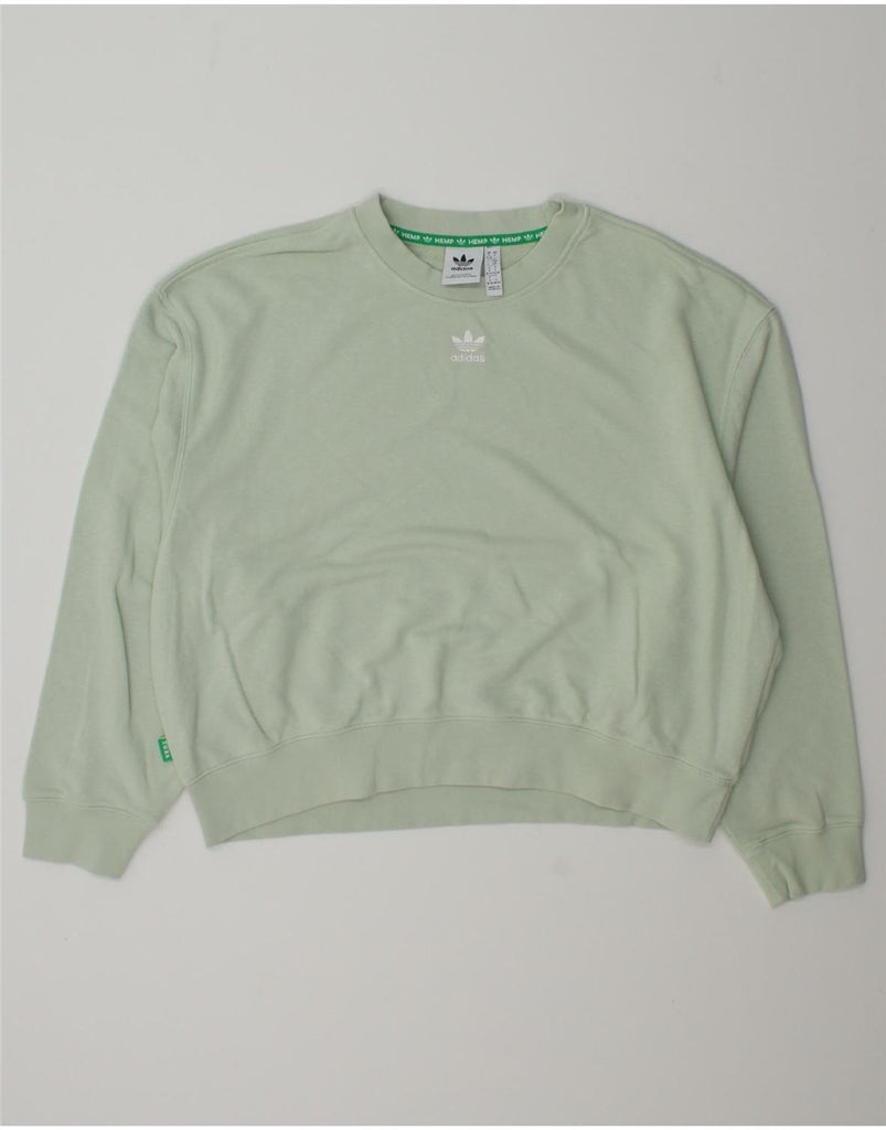 ADIDAS Womens Oversized Sweatshirt Jumper UK 8/10 Small Green Cotton Vintage Adidas and Second-Hand Adidas from Messina Hembry 