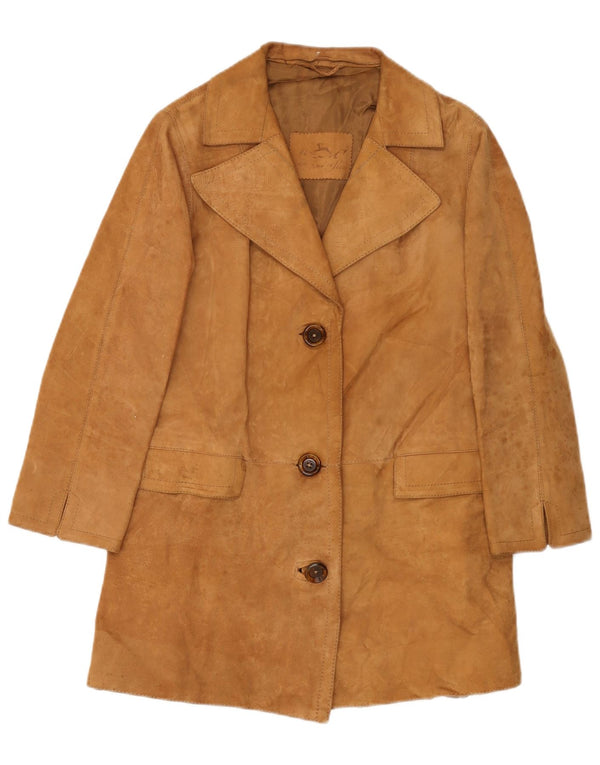 Vintage Womens Suede 3 Button Blazer Jacket UK 12 Medium Beige