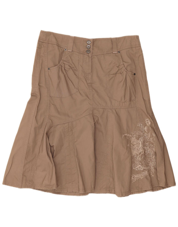 Marks & Spencer Womens Trumpet Skirt UK 16 Large W34 Beige Cotton